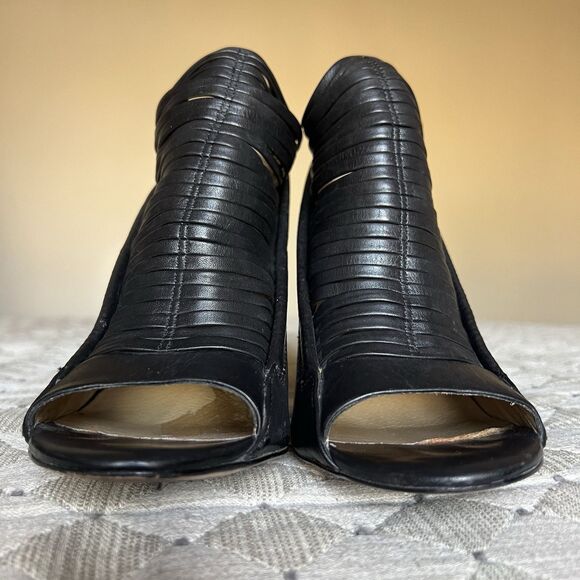 L.A.M.B. By Gwen Stefani Black Leather Stiletto Heel Sandals Women 9 Strappy - Picture 9 of 15